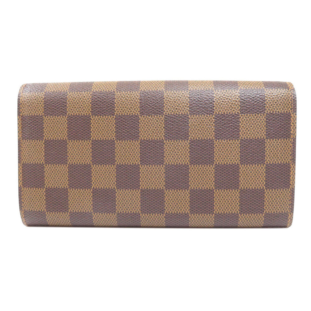 Louis Vuitton Canvas Long Damier Ebene Portefeuille Sarah Brown Wallet Brown